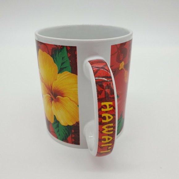 Island Treasures Coffee Mug Hawaiian Tropical Floral Hibiscus Aloha Red Yellow - Picture 10 of 12